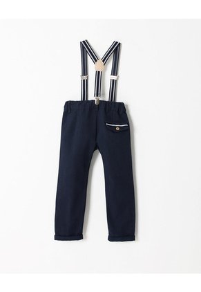 Pantalón Recto + Cargaderas Drill Algodón Azul Niño Azul