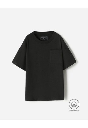 Camiseta Oversize Algodón Negra Niño Negro