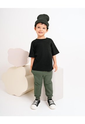 Camiseta Oversize Algodón Negra Niño Negro
