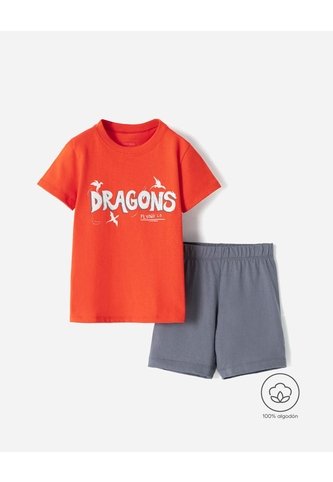 Pijama Camiseta + Short Algodón Niño Naranja BABY FRESH