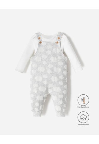 Conjunto Body Algodón + Overol Bebé Unisex Gris BABY FRESH
