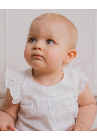 Conjunto Vestido + Panty Ojalillo Algodón Bebé Niña Blanco BABY FRESH
