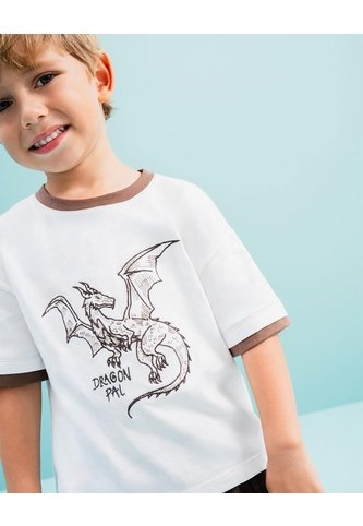 Camiseta Regular Bordada Niño Blanco BABY FRESH