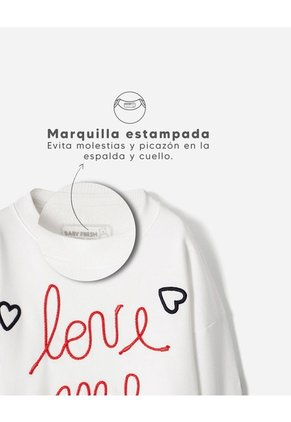 Buzo Oversize Bordado Niña Blanco