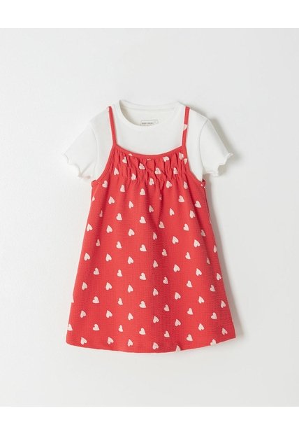Conjunto Camiseta + Vestido Niña Rojo