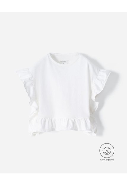 Camiseta Regular Blanca Niña Blanco