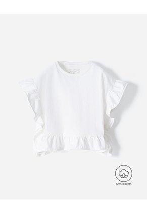 Camiseta Regular Blanca Niña Blanco