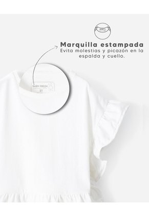 Camiseta Regular Blanca Niña Blanco