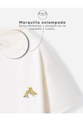 Camiseta Oversize Algodón Estampada Niño Beige