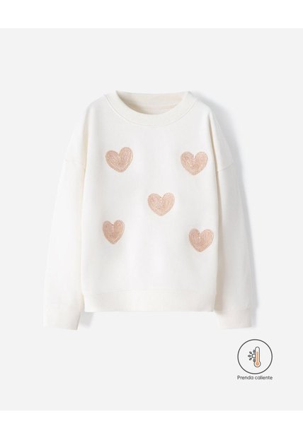 Buzo Oversize Bordado Niña Beige