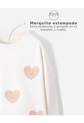 Buzo Oversize Bordado Niña Beige