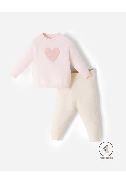 Conjunto Suéter + Pantalón Bebé Niña Beige