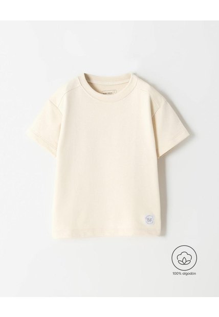 Camiseta Oversize Algodón Crema Niño Beige
