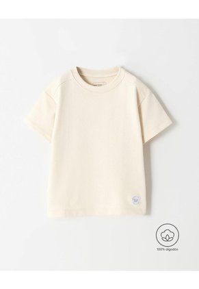 Camiseta Oversize Algodón Crema Niño Beige