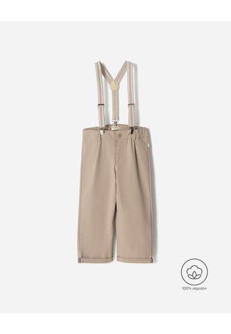 Pantalón Recto + Cargaderas Drill Algodón Niño Beige BABY FRESH