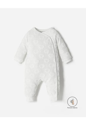 Enterizo Largo Botones A Presión Blanco Bebé Unisex Blanco