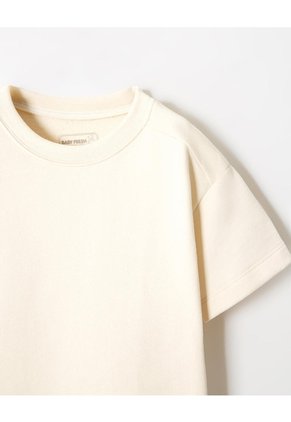 Camiseta Oversize Algodón Crema Niño Beige
