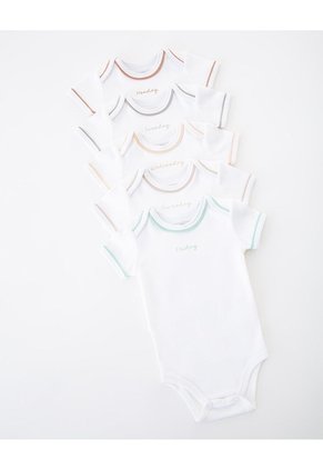 Body Manga Corta Algodón X5unds Surtido Bebé Unisex Blanco