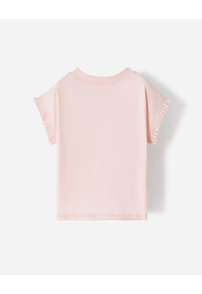 Camiseta Regular Aplique Lentejuelas Niña Rosa