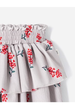Falda Corta Tiro Alto Estampado Niña Beige