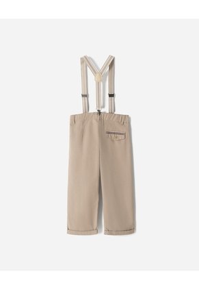 Pantalón Recto + Cargaderas Drill Algodón Niño Beige