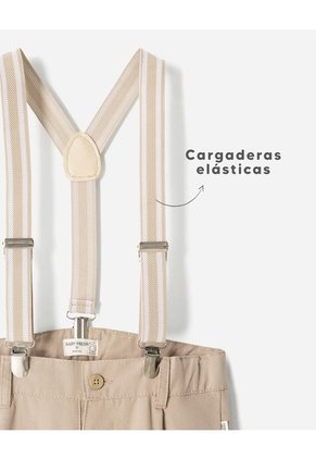 Pantalón Recto + Cargaderas Drill Algodón Niño Beige