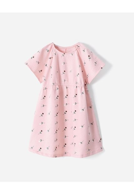 Vestido Medio Rosado Estampado Rosa
