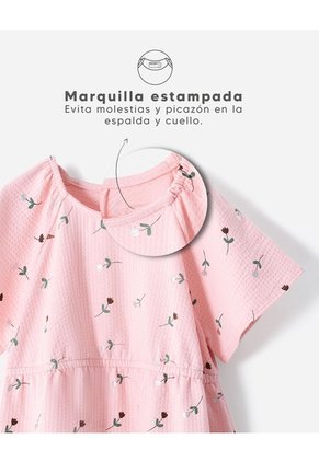 Vestido Medio Rosado Estampado Rosa