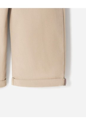 Pantalón Recto + Cargaderas Drill Algodón Niño Beige