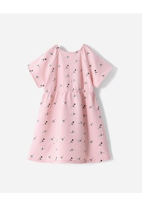 Vestido Medio Rosado Estampado Rosa
