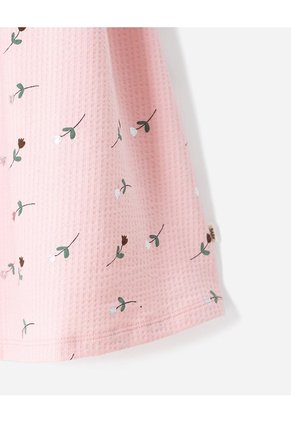 Vestido Medio Rosado Estampado Rosa