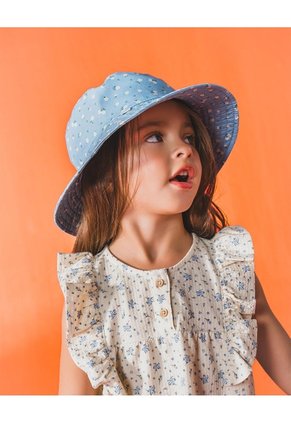 Gorro Tipo Pescador Estampado Niña Azul