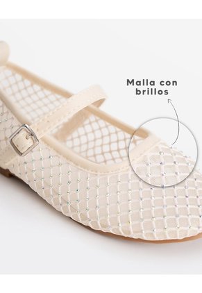 Bailarinas Malla Crudo Niña Beige