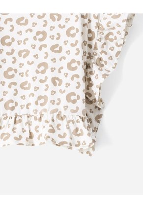 Camiseta Regular Animal Print Niña Beige