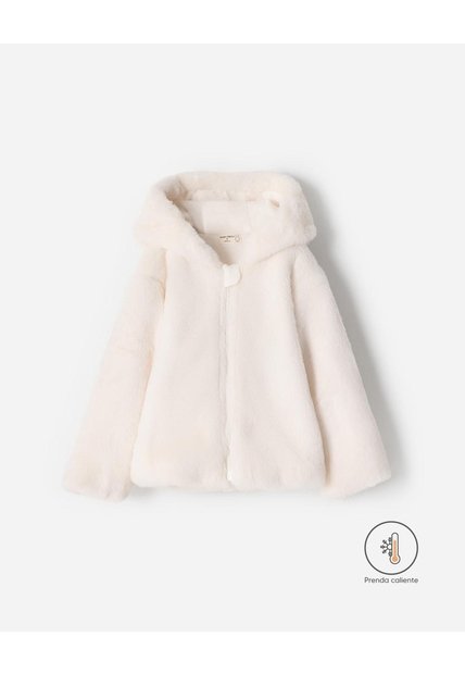 Chaqueta Textura Peluche Crema Unisex Beige