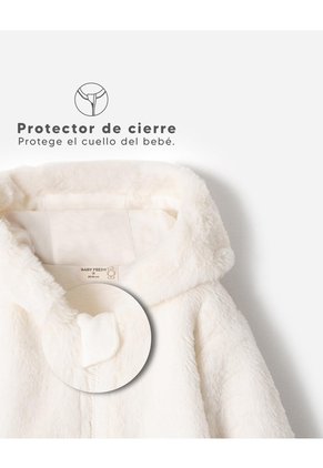 Chaqueta Textura Peluche Crema Unisex Beige