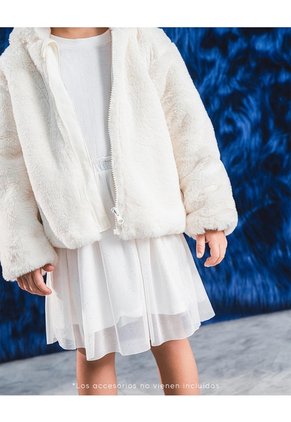 Chaqueta Textura Peluche Crema Unisex Beige