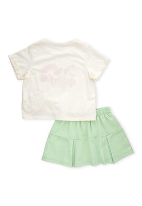 Conjunto, Camiseta Blanca Y Falda Verde Para Bebe Niña Baby Planet