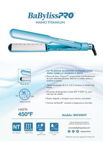 Planchaprofesional Babyliss Dry Titanio Azul 1 ½