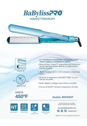 Planchaprofesional Babyliss Dry Titanio Azul 1 ½"