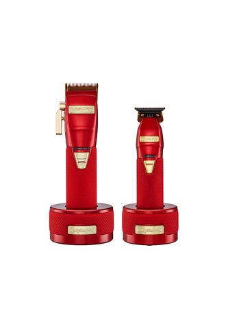 Combo Barbero Boost Red Cortadora Y Patillera Profesional Con Bases De Carga Babylisspro BabylissPRO