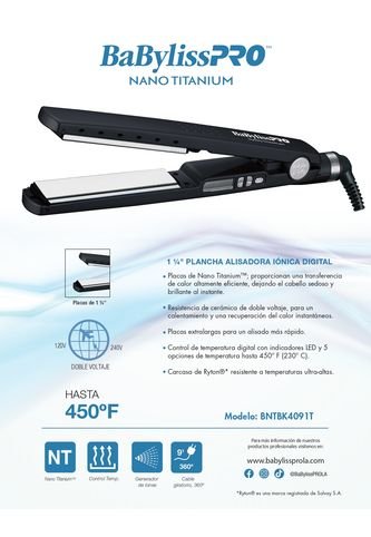 Plancha Para Cabello 4091  Nano Titanio 1 ¼