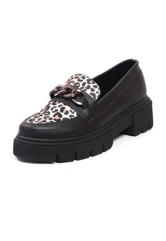 Mocasín Negro X Animal Print Ballerinas Gretta  Ballerinas