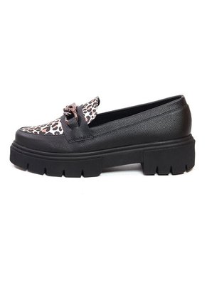 Mocasín Negro X Animal Print Ballerinas Gretta