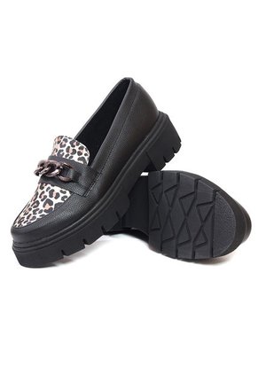 Mocasín Negro X Animal Print Ballerinas Gretta