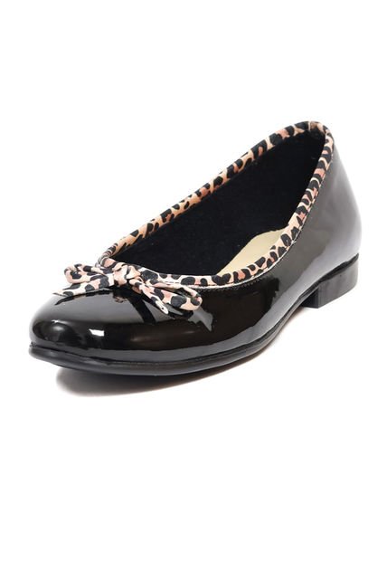 Baleta Dama Negro Con Animal Print Ballerinas Lola 