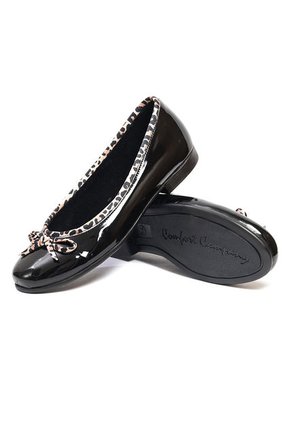 Baleta Dama Negro Con Animal Print Ballerinas Lola