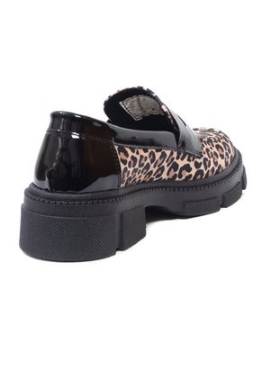 Mocasín Animal Print Negro Ballerinas Lorena