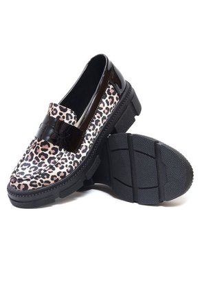 Mocasín Animal Print Negro Ballerinas Lorena