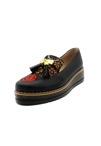 Zapato Negro Ballerinas Emilia Borlas Flor
